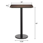 Plateau de table Flash Furniture Acadia avec technologie HPL TopGuard et base hauteur bar