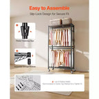 Portant à roulettes, Portant à vêtements robuste, Portant à vêtements à 3 niveaux réglables en acier au carbone