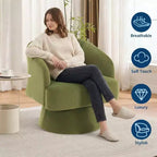 Fauteuil d'appoint moderne pivotant à 360° en velours, fauteuil rembourré avec dossier rayé et rembourrage moelleux, fauteuil de salon rond et confortable