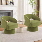 Fauteuil d'appoint moderne pivotant à 360° en velours, fauteuil rembourré avec dossier rayé et rembourrage moelleux, fauteuil de salon rond et confortable