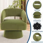 Fauteuil d'appoint moderne pivotant à 360° en velours, fauteuil rembourré avec dossier rayé et rembourrage moelleux, fauteuil de salon rond et confortable