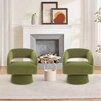 Fauteuil d'appoint moderne pivotant à 360° en velours, fauteuil rembourré avec dossier rayé et rembourrage moelleux, fauteuil de salon rond et confortable