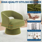Fauteuil d'appoint moderne pivotant à 360° en velours, fauteuil rembourré avec dossier rayé et rembourrage moelleux, fauteuil de salon rond et confortable