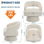 Fauteuil d'appoint moderne pivotant à 360° en velours, fauteuil rembourré avec dossier rayé et rembourrage moelleux, fauteuil de salon rond et confortable