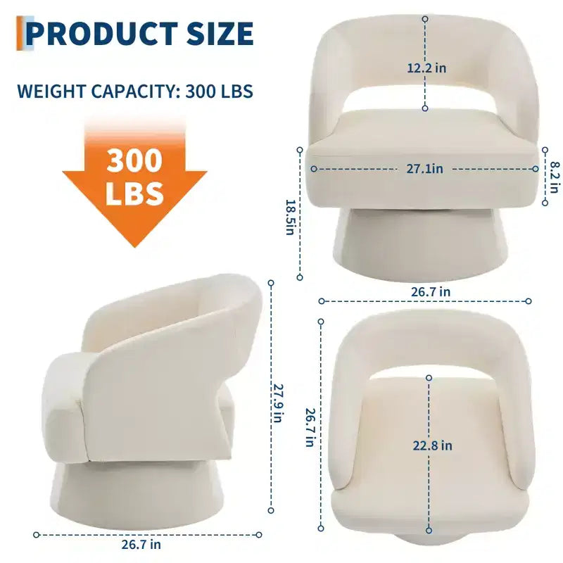Fauteuil d'appoint moderne pivotant à 360° en velours, fauteuil rembourré avec dossier rayé et rembourrage moelleux, fauteuil de salon rond et confortable