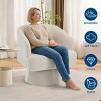 Fauteuil d'appoint moderne pivotant à 360° en velours, fauteuil rembourré avec dossier rayé et rembourrage moelleux, fauteuil de salon rond et confortable