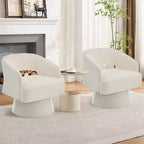 Fauteuil d'appoint moderne pivotant à 360° en velours, fauteuil rembourré avec dossier rayé et rembourrage moelleux, fauteuil de salon rond et confortable