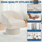 Fauteuil d'appoint moderne pivotant à 360° en velours, fauteuil rembourré avec dossier rayé et rembourrage moelleux, fauteuil de salon rond et confortable