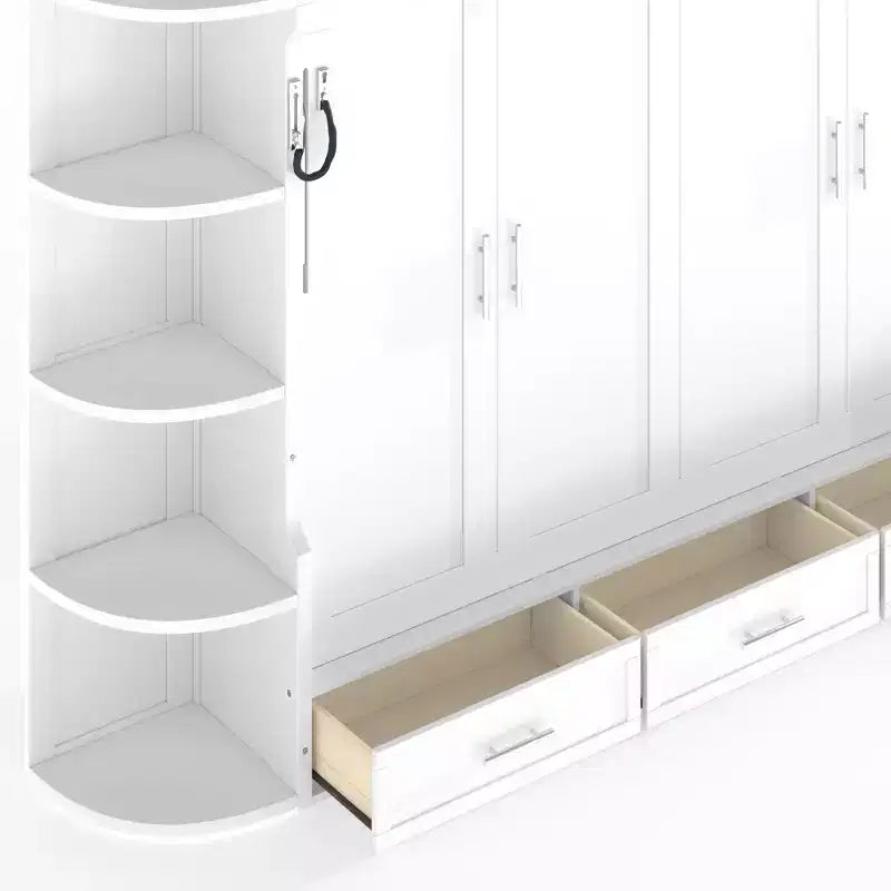 Lit escamotable moderne Rina de GDFStudio avec étagère, armoires latérales et tiroirs
