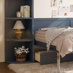 Lit escamotable moderne Rina de GDFStudio avec étagère, armoires latérales et tiroirs