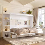 Lit escamotable moderne Rina de GDFStudio avec étagère, armoires latérales et tiroirs