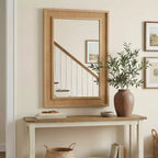 Miroir décoratif mural en bois massif et rotin style ferme Brielle de GDFStudio