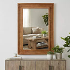 GDFStudio Brielle Farmhouse Rattan Solid Wood Decorative Wall Mirror