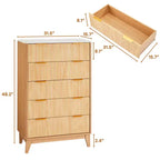 Commode 5 tiroirs cannelée moderne pour chambre à coucher, tour de rangement verticale avec poignées dorées, commode étroite pour petit espace