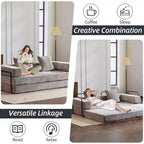 Canapé-lit convertible MooxvMoo Floor, futon en velours côtelé avec oreiller, pour salon ou chambre, gris clair