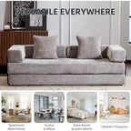 Canapé-lit convertible MooxvMoo Floor, futon en velours côtelé avec oreiller, pour salon ou chambre, gris clair