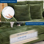 Canapé-lit méridienne en velours côtelé GustoWave 54, canapé-lit surdimensionné avec porte-gobelets et oreillers, mobilier de salon vert