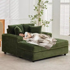Canapé-lit méridienne en velours côtelé GustoWave 54, canapé-lit surdimensionné avec porte-gobelets et oreillers, mobilier de salon vert