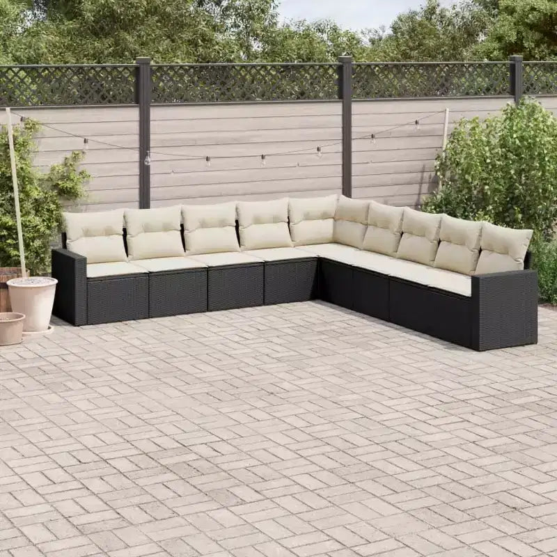 vidaXL Salon de jardin noir et crème