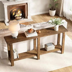 Console en bois massif Lantine, table de canapé extra longue de 180 cm derrière le canapé pour l'entrée, le couloir, le hall, le salon, marron naturel