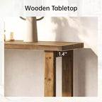 Console en bois massif Lantine, table de canapé extra longue de 180 cm derrière le canapé pour l'entrée, le couloir, le hall, le salon, marron naturel