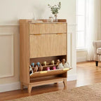 Meuble à chaussures étroit COZONY, organiseur de rangement mince à double porte avec étagères réglables et 2 tiroirs, compact pour les petits espaces