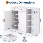 Meuble de rangement pour entrée de ferme moderne, 6 étagères réglables, 2 tiroirs, pour couloir, salon