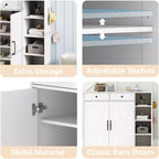 Meuble de rangement pour entrée de ferme moderne, 6 étagères réglables, 2 tiroirs, pour couloir, salon