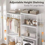 Étagère au-dessus du Lave-linge, Étagère de Rangement pour Sèche-linge à 5 Niveaux avec Hauteur Réglable, Étagère de Salle de Bain, Rangement Gain de Place pour Salle de Bain, Buanderie