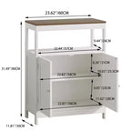 Meuble de rangement moderne avec double portes, organisateur de salle de bain autoportant avec étagère réglable et plateau en bois pour cuisine, entrée, blanc