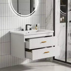 Meuble-lavabo suspendu 24/30 pouces avec évier intégré, meuble mural 2 tiroirs pour rangement de salle de bain