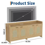 Meuble TV moderne en rotin, meuble de divertissement, portes en verre, armoires de rangement, pour salon, maison