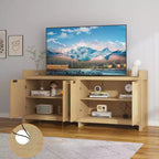 Meuble TV moderne en rotin, meuble de divertissement, portes en verre, armoires de rangement, pour salon, maison