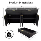 Bahut, 2 tiroirs, 4 portes, étagères réglables, rangement, pour la maison, le salon
