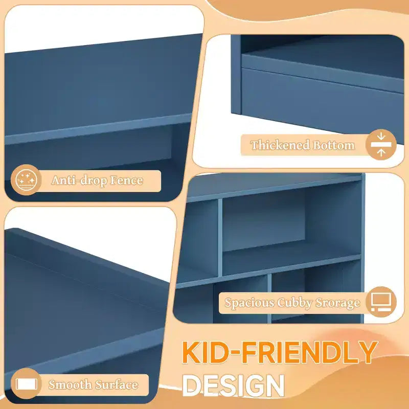 Meuble de rangement pour enfants en bois avec 5 sections, bibliothèque Montessori et organisateur de jouets pour crèche, salle de jeux, salle de classe et chambre à coucher