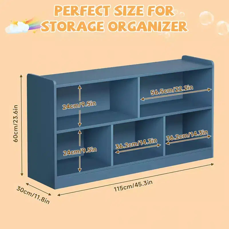 Meuble de rangement pour enfants en bois avec 5 sections, bibliothèque Montessori et organisateur de jouets pour crèche, salle de jeux, salle de classe et chambre à coucher
