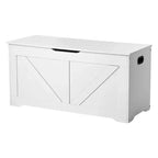 Banc de rangement pour enfants avec charnière de sécurité, coffre à jouets en bois et banc d'assise pour salle de jeux, chambre, entrée ou salon, blanc