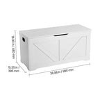Banc de rangement pour enfants avec charnière de sécurité, coffre à jouets en bois et banc d'assise pour salle de jeux, chambre, entrée ou salon, blanc