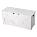Banc de rangement pour enfants avec charnière de sécurité, coffre à jouets en bois et banc d'assise pour salle de jeux, chambre, entrée ou salon, blanc