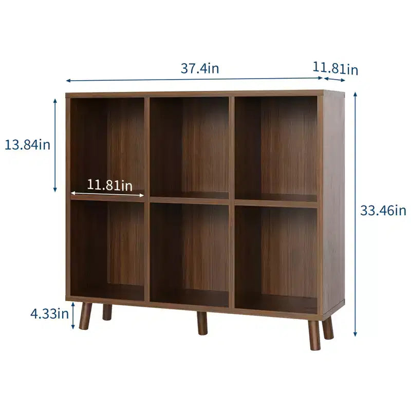 Bibliothèque moderne à 6 cubes, étagère ouverte en bois, étagère de rangement autoportante, design peu encombrant, pour maison, salon, chambre à coucher