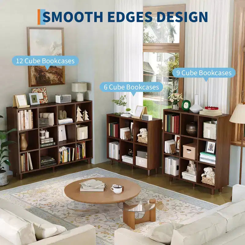 Bibliothèque moderne à 6 cubes, étagère ouverte en bois, étagère de rangement autoportante, design peu encombrant, pour maison, salon, chambre à coucher
