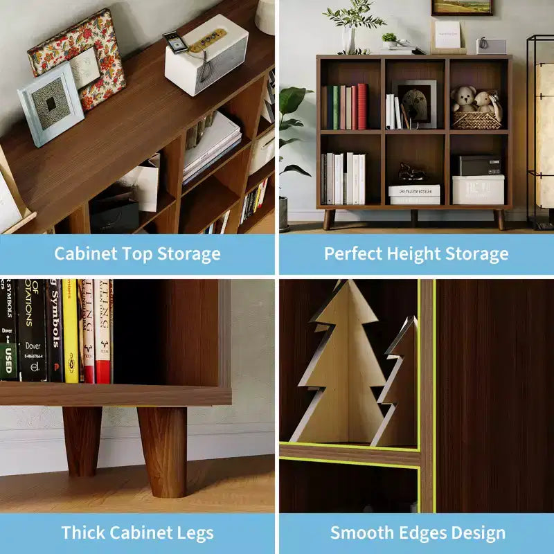 Bibliothèque moderne à 6 cubes, étagère ouverte en bois, étagère de rangement autoportante, design peu encombrant, pour maison, salon, chambre à coucher