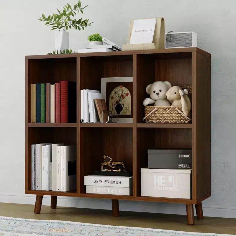 Bibliothèque moderne à 6 cubes, étagère ouverte en bois, étagère de rangement autoportante, design peu encombrant, pour maison, salon, chambre à coucher