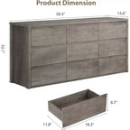 Commode en bois à 9 tiroirs pour chambre à coucher, grande commode moderne, grand meuble de rangement pour salon, couloir ou entrée.