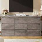 Commode en bois à 9 tiroirs pour chambre à coucher, grande commode moderne, grand meuble de rangement pour salon, couloir ou entrée.