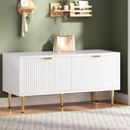 COZONY Banc de rangement à chaussures cannelé moderne de 106,7 cm avec armoire, banc à chaussures en bois pour entrée, hall, vestibule ou porte d'entrée