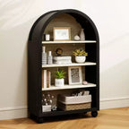 GDFStudio Sade Modern 28 Wood and Metal Arched 4-Tier Storage Cabinet with Carved Edges