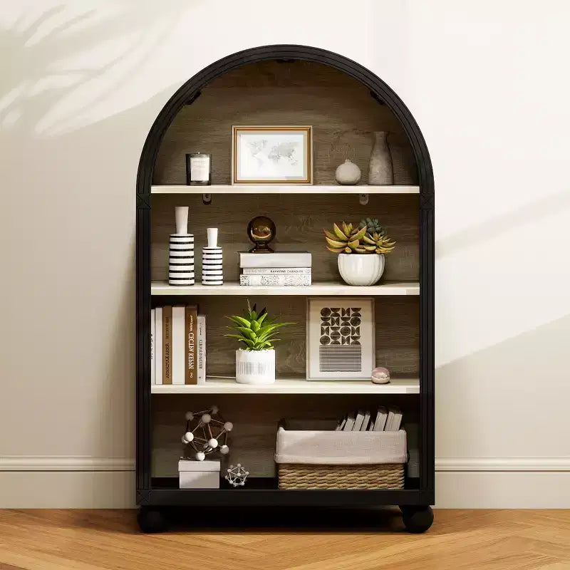 GDFStudio Sade Meuble de Rangement Moderne à 4 Niveaux, en Bois et Métal, avec Bords Sculptés, 71,1 cm