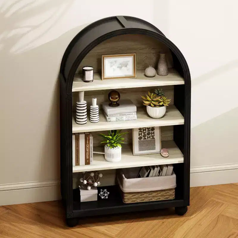 GDFStudio Sade Meuble de Rangement Moderne à 4 Niveaux, en Bois et Métal, avec Bords Sculptés, 71,1 cm