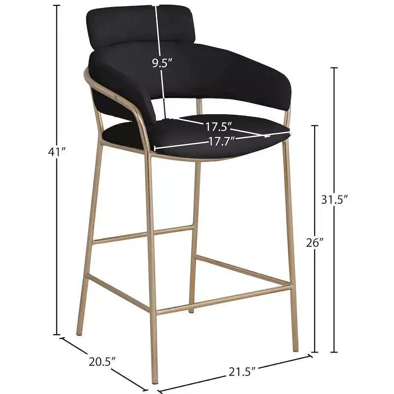 Meridian Furniture, Tabouret de comptoir en velours Yara